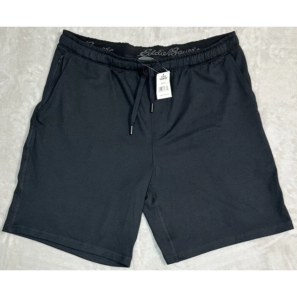 Eddie Bauer 1668128 Mens Large Black Lounge Shorts Athletic Pajama Gym Comfort